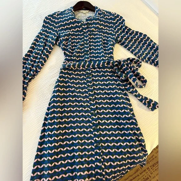 Boden Julia Jersey Shirt Dress-Surf the Web Diamond Terrace Size 2P EUC! - Picture 3 of 5